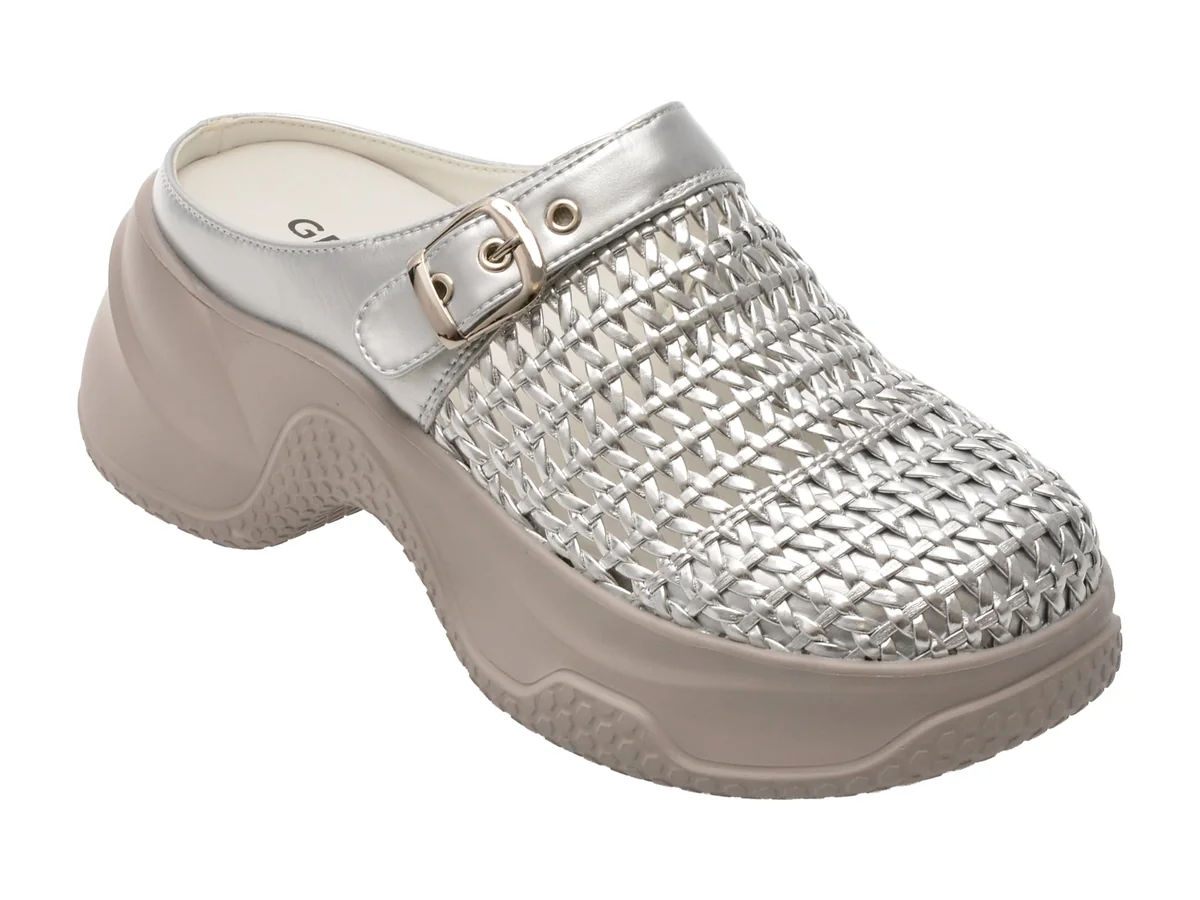 Papuci Gryxx Argintii, 2511, Din Piele Ecologica