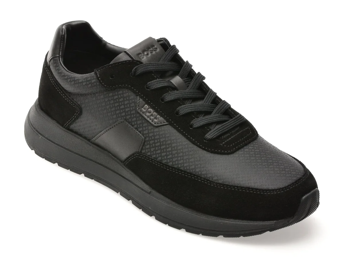 Pantofi Sport BOSS Negri, 7841, Din Material Textil Si Piele Naturală