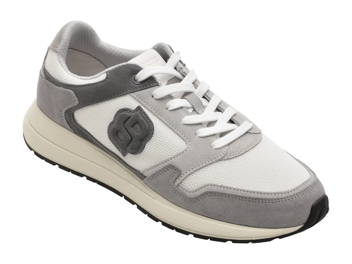 Pantofi Sport BOSS Gri 4612 Din Material Textil Și Piele Naturală