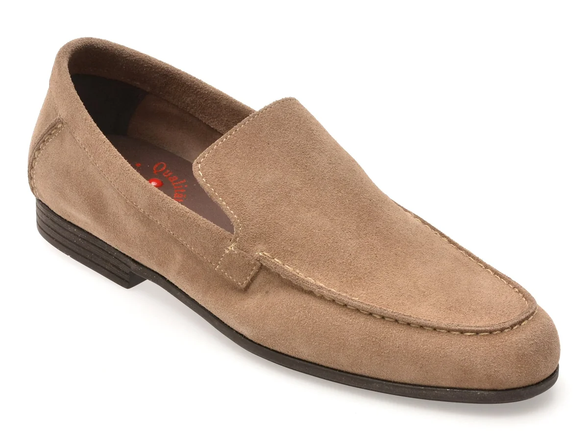 Mocasini Otter Gri, 5014, Din Piele Intoarsa