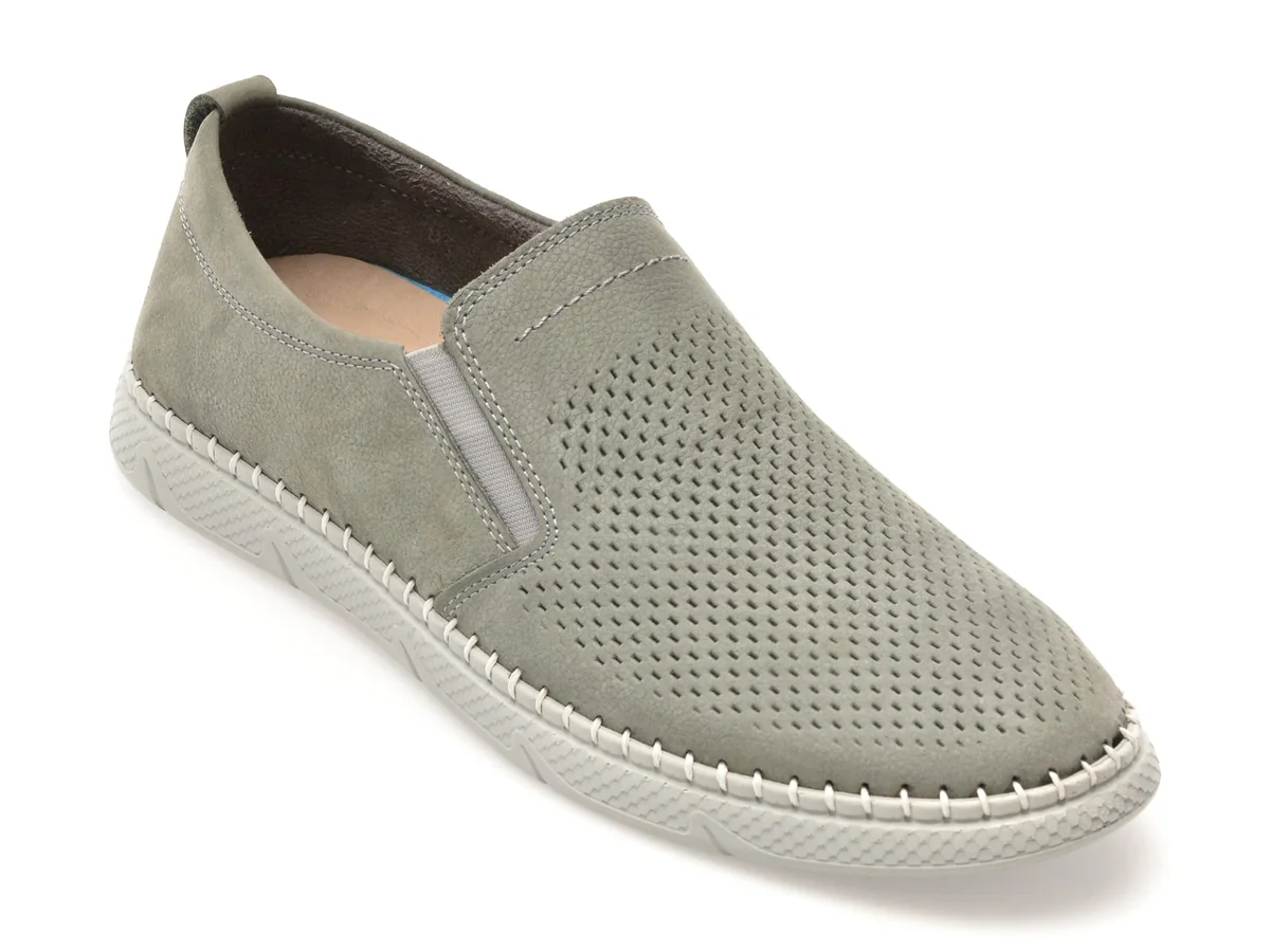 Pantofi Bite The Bullet Gri, 1822, Din Năbuc