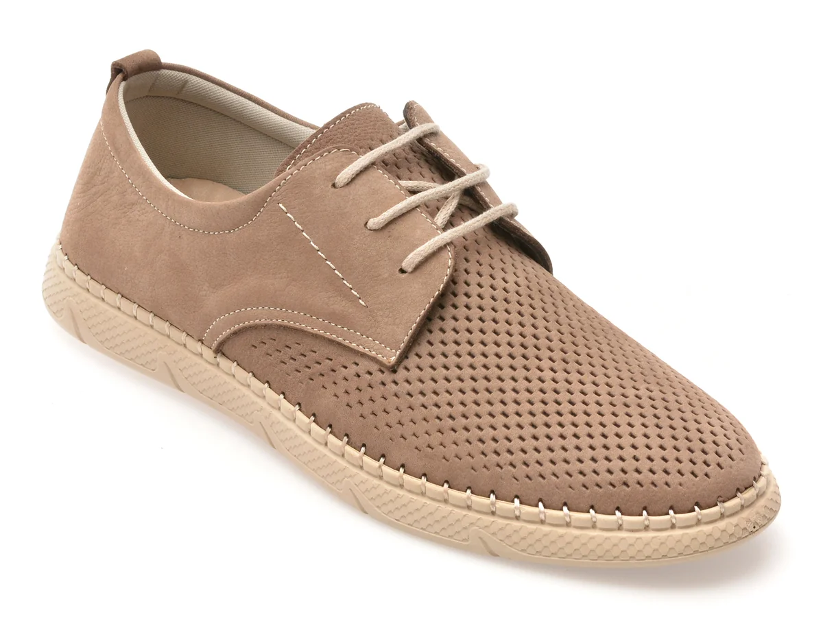 Pantofi Bite The Bullet Bej, 1823, Din Năbuc