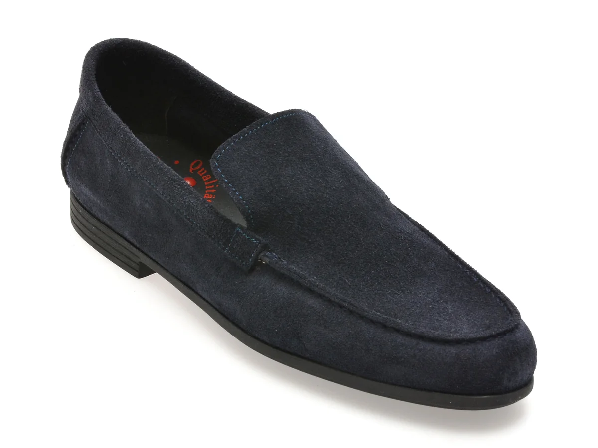 Mocasini Otter Bleumarin, 5014, Din Piele Intoarsa