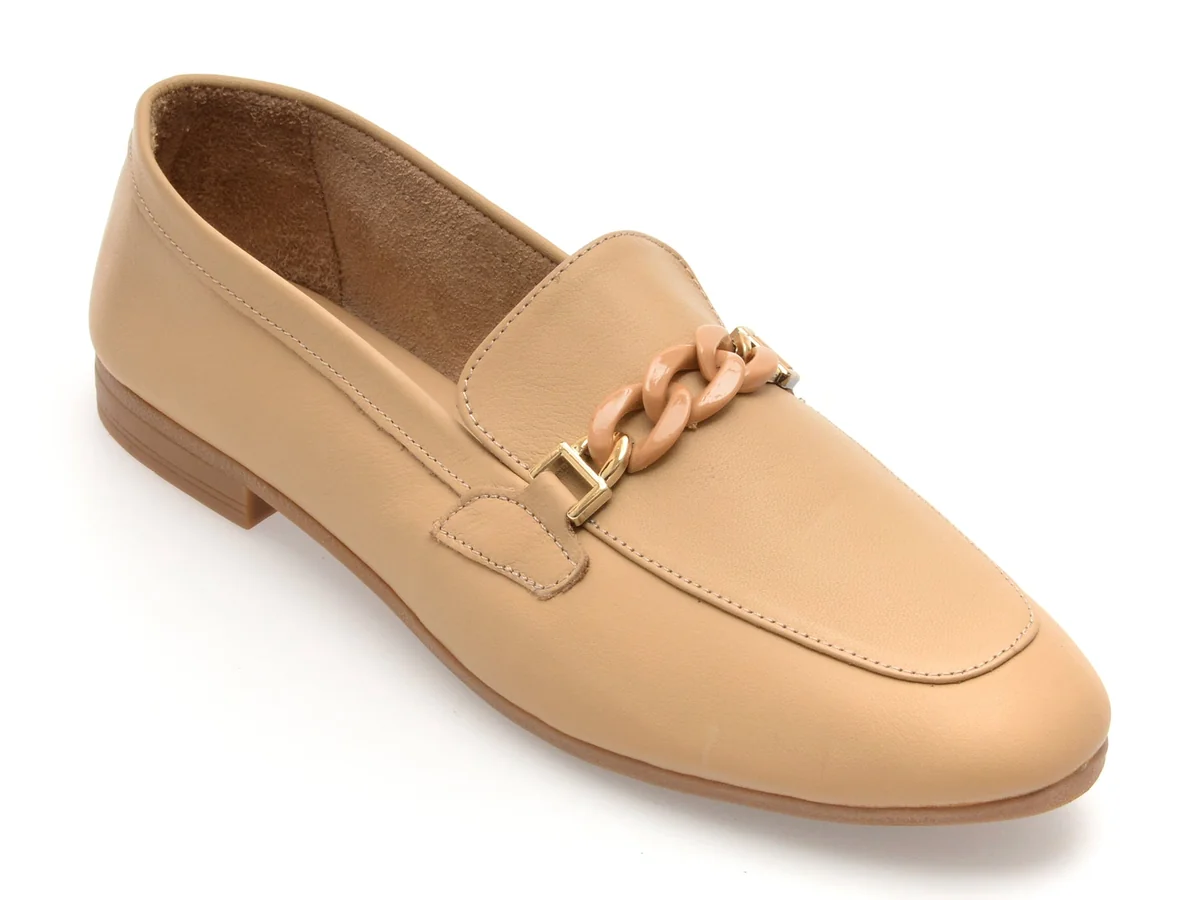 Mocasini Flavia Passini Bej, CB4, Din Piele Naturală