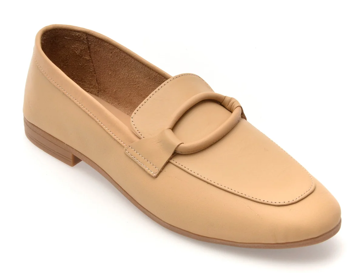 Mocasini Flavia Passini Bej, LT1, Din Piele Naturala