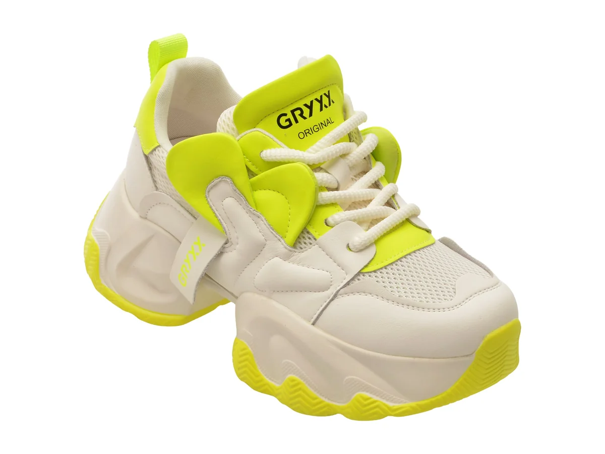 Pantofi Sport Gryxx Albi, 5931, Din Material Textil Si Piele Naturala