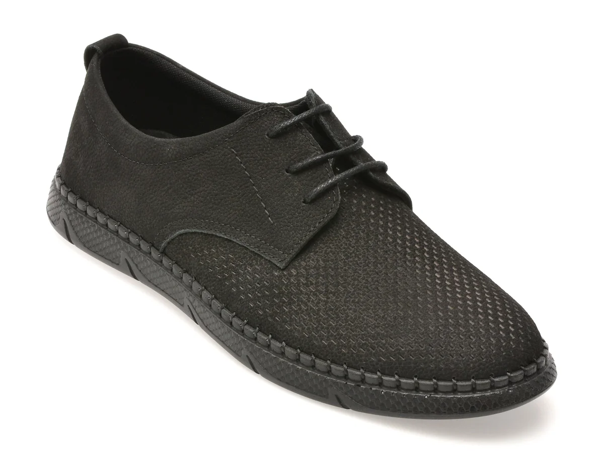 Pantofi Bite The Bullet Negri, 1823, Din Nabuc