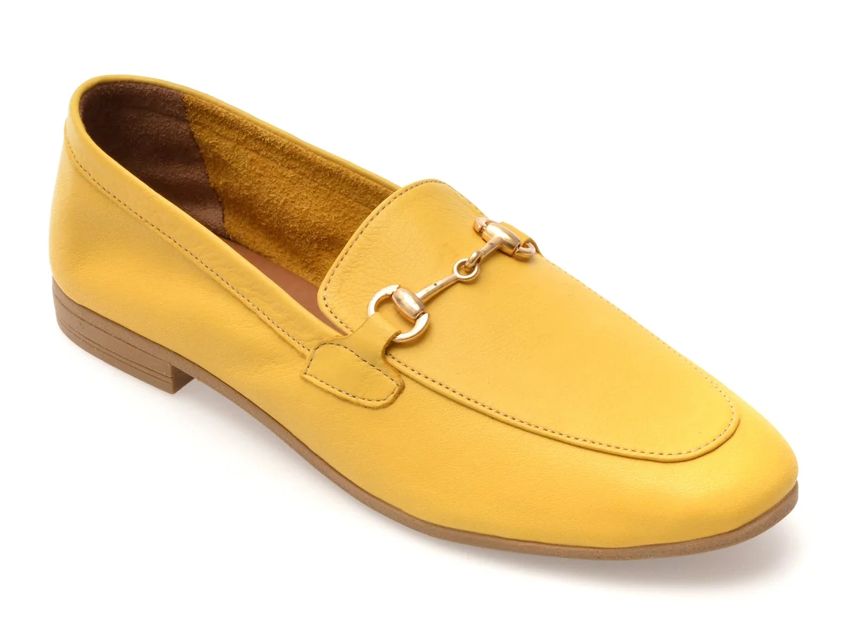 Mocasini Flavia Passini Galbeni, GTB1, Din Piele Naturala