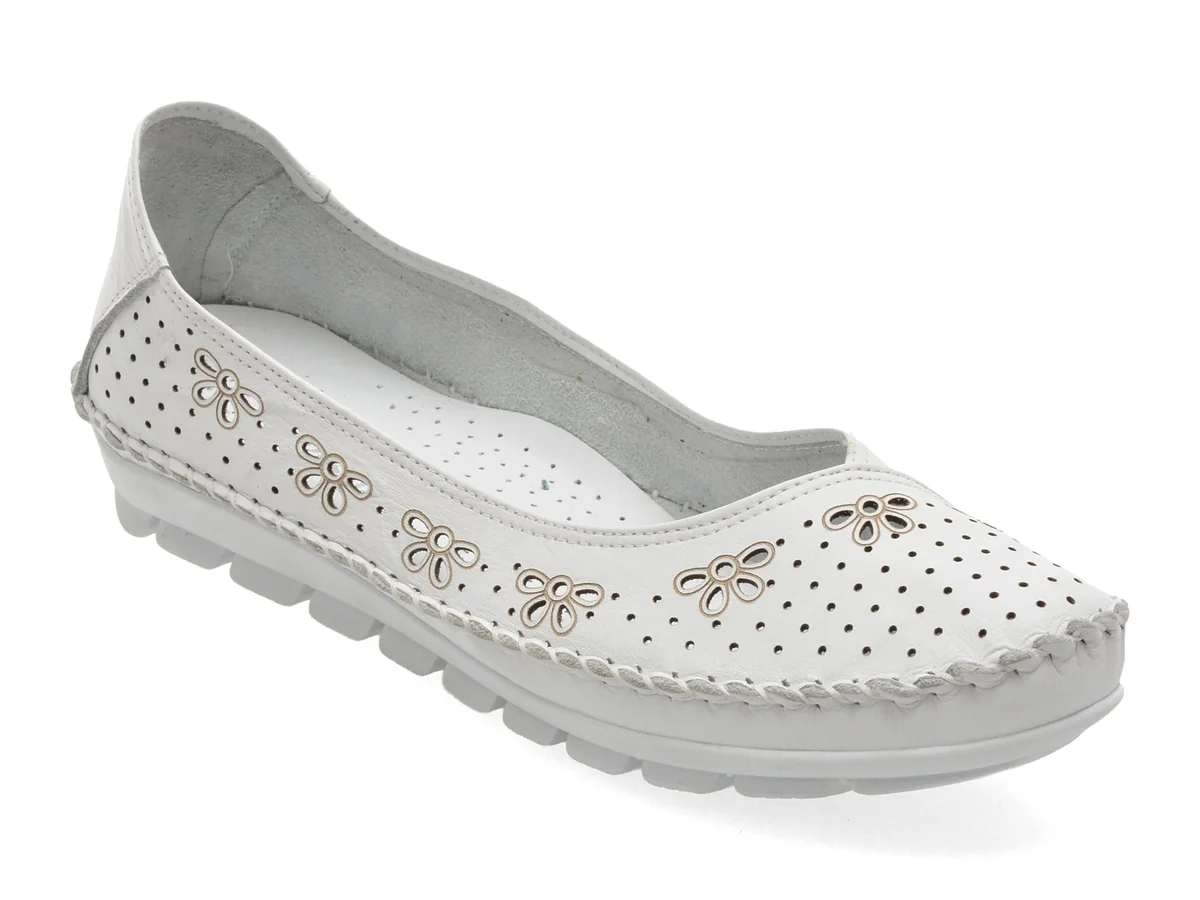 Balerini Flavia Passini Albi, 2666, Din Piele Naturala