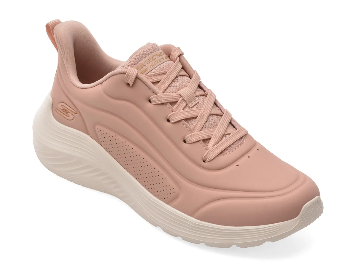Pantofi Sport Skechers Roz, Bobs Squad Waves, Din Piele Ecologică
