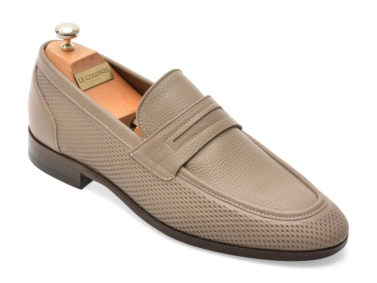 Mocasini Eleganți Le Colonel Gri, 62260, Din Piele Naturală