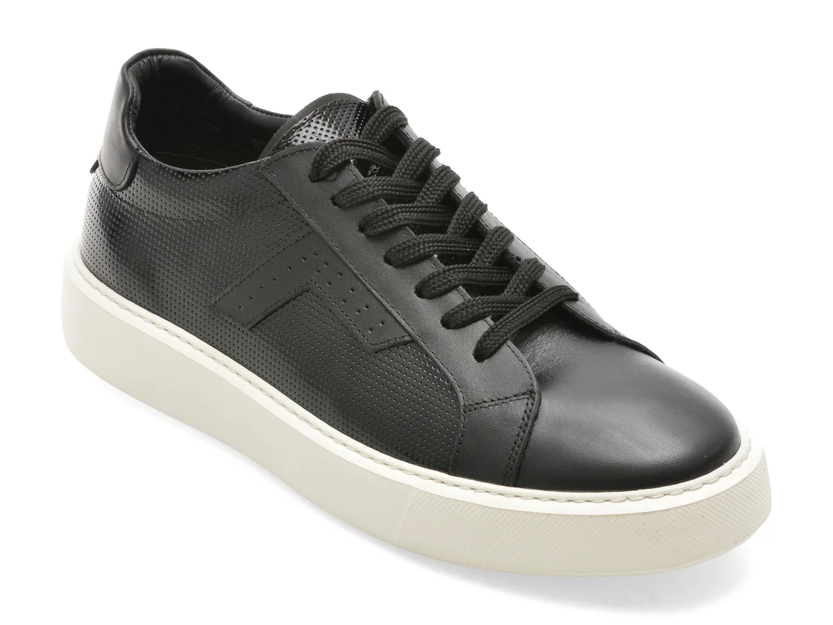 Pantofi Sport Bite The Bullet Negri, WB008, Din Piele Naturala Lăcuită