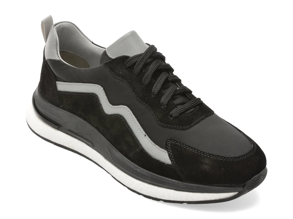 Pantofi Sport Marco Buffon Negri, BF6001, Din Piele Naturală