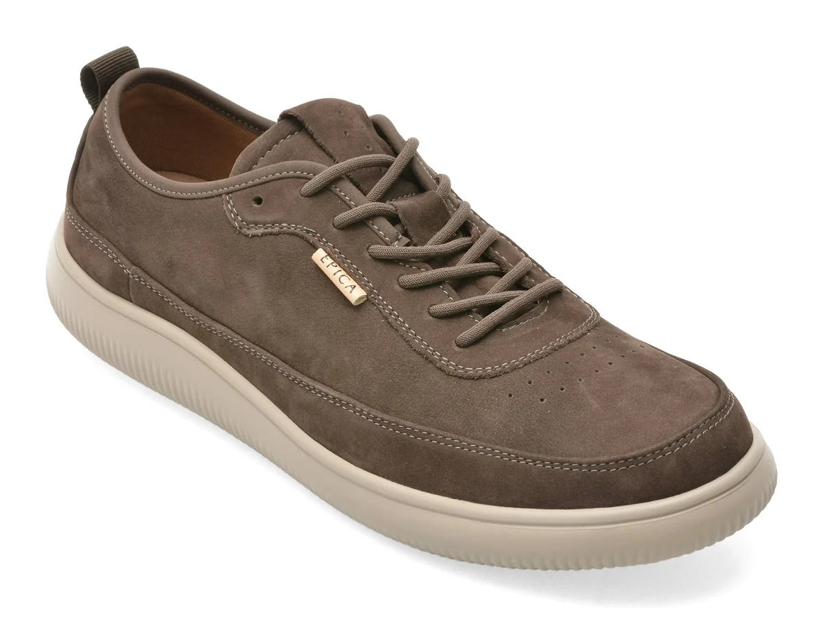Pantofi Epica Gri, 52205, Din Piele Naturala