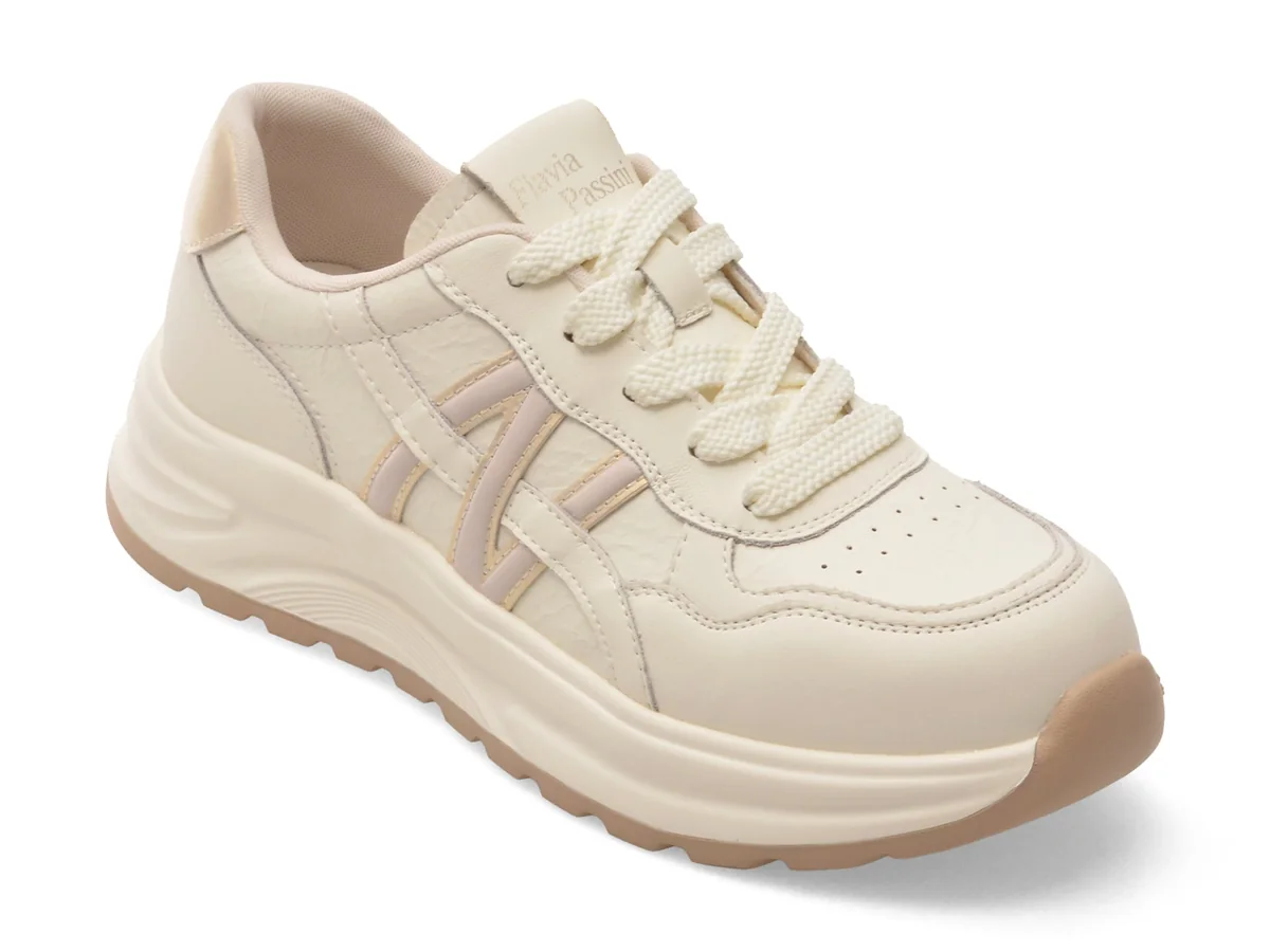 Pantofi Sport Flavia Passini Albi, 2830, Din Piele Naturala