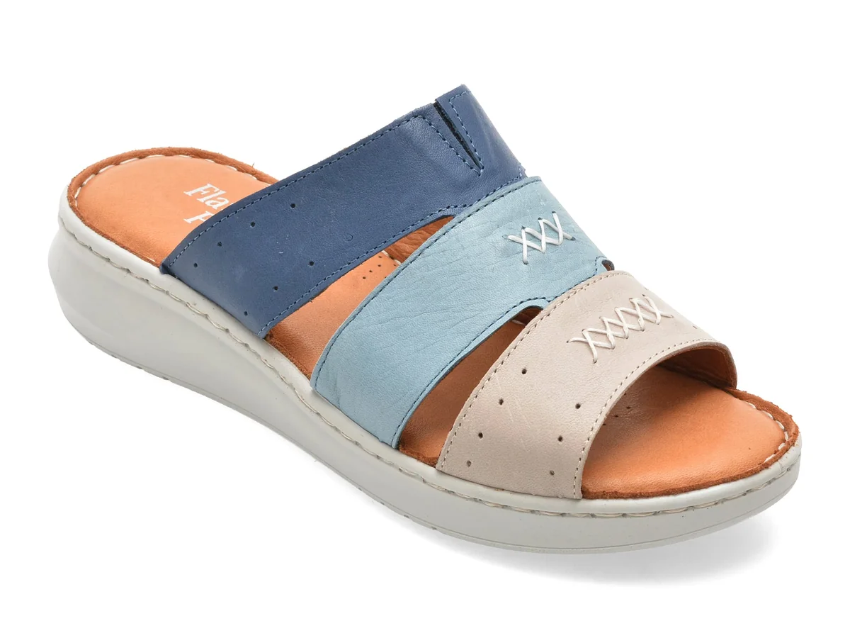 Papuci Flavia Passini Gri, 2052, Din Piele Naturala