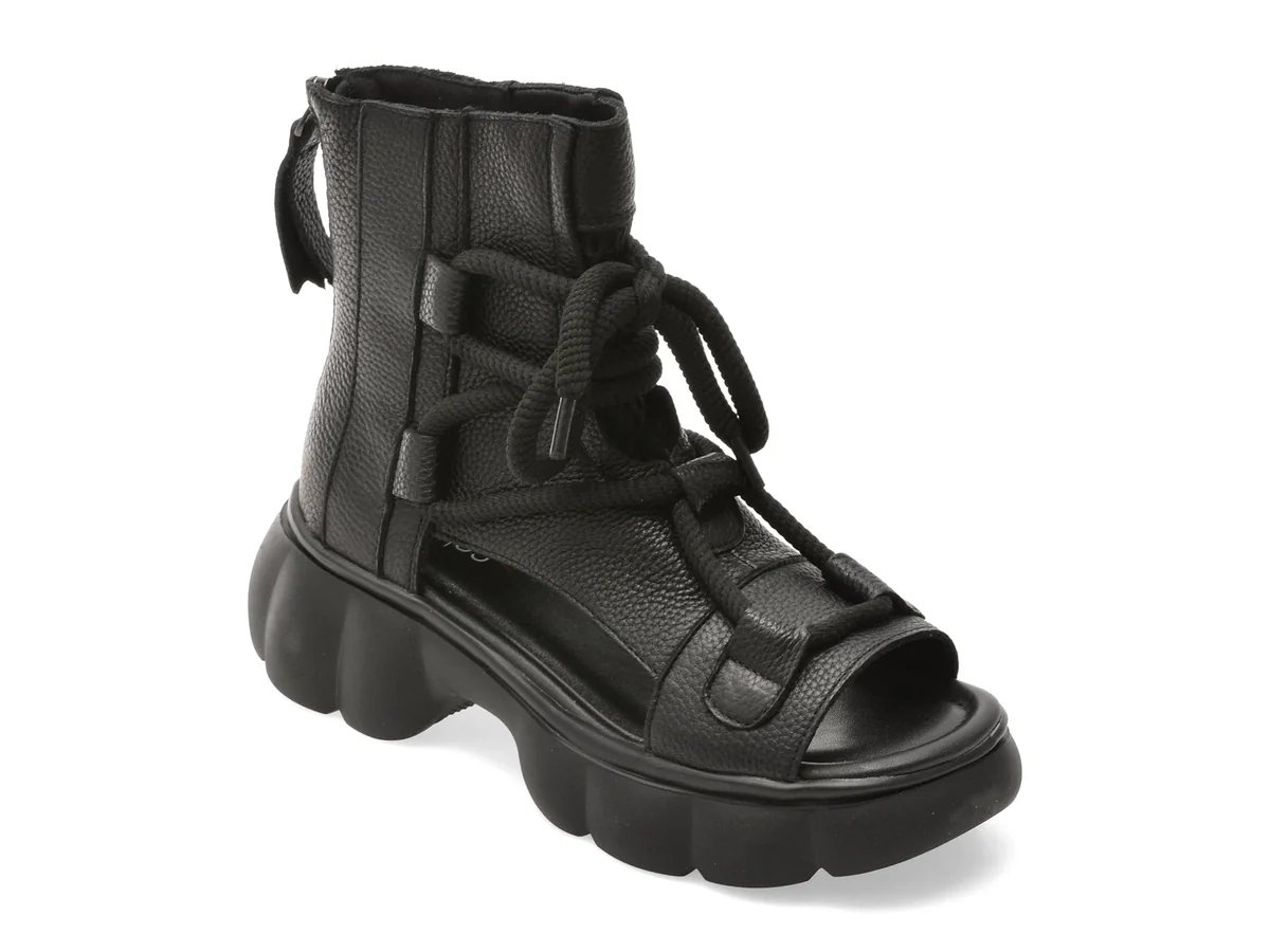 Ghete Pass Collection Negre, LY60005, Din Piele Naturală