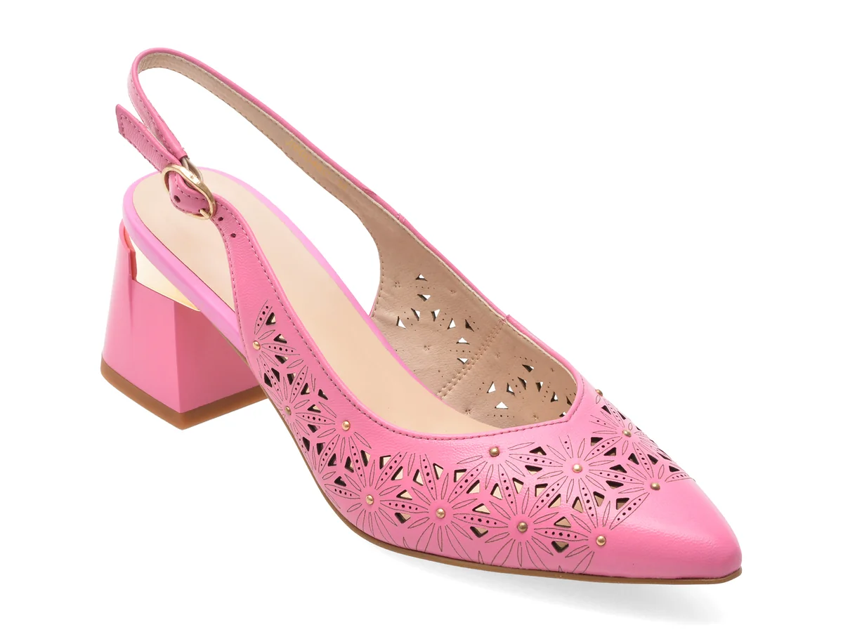 Pantofi Epica Roz, JI60048, Din Piele Naturala