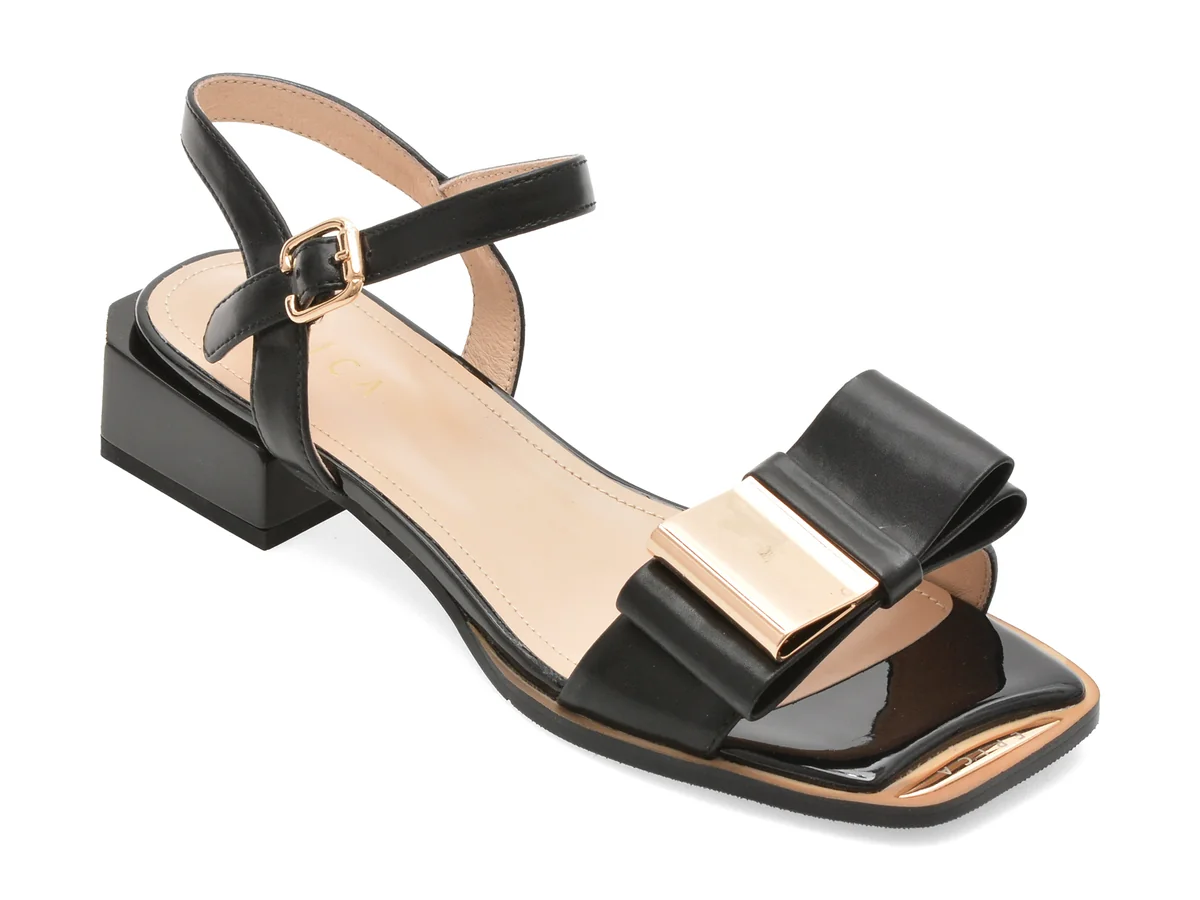 Sandale Epica Negre, XH2411, Din Piele Naturala