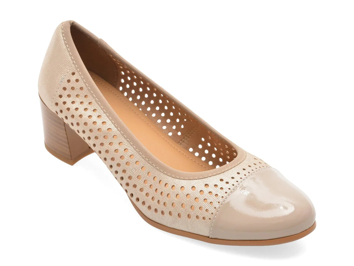 Pantofi Epica Bej, H362903, Din Piele Naturala