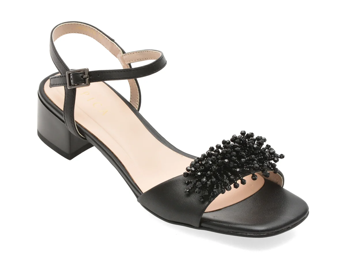 Sandale Epica Negre JI60037 Din Piele Naturala