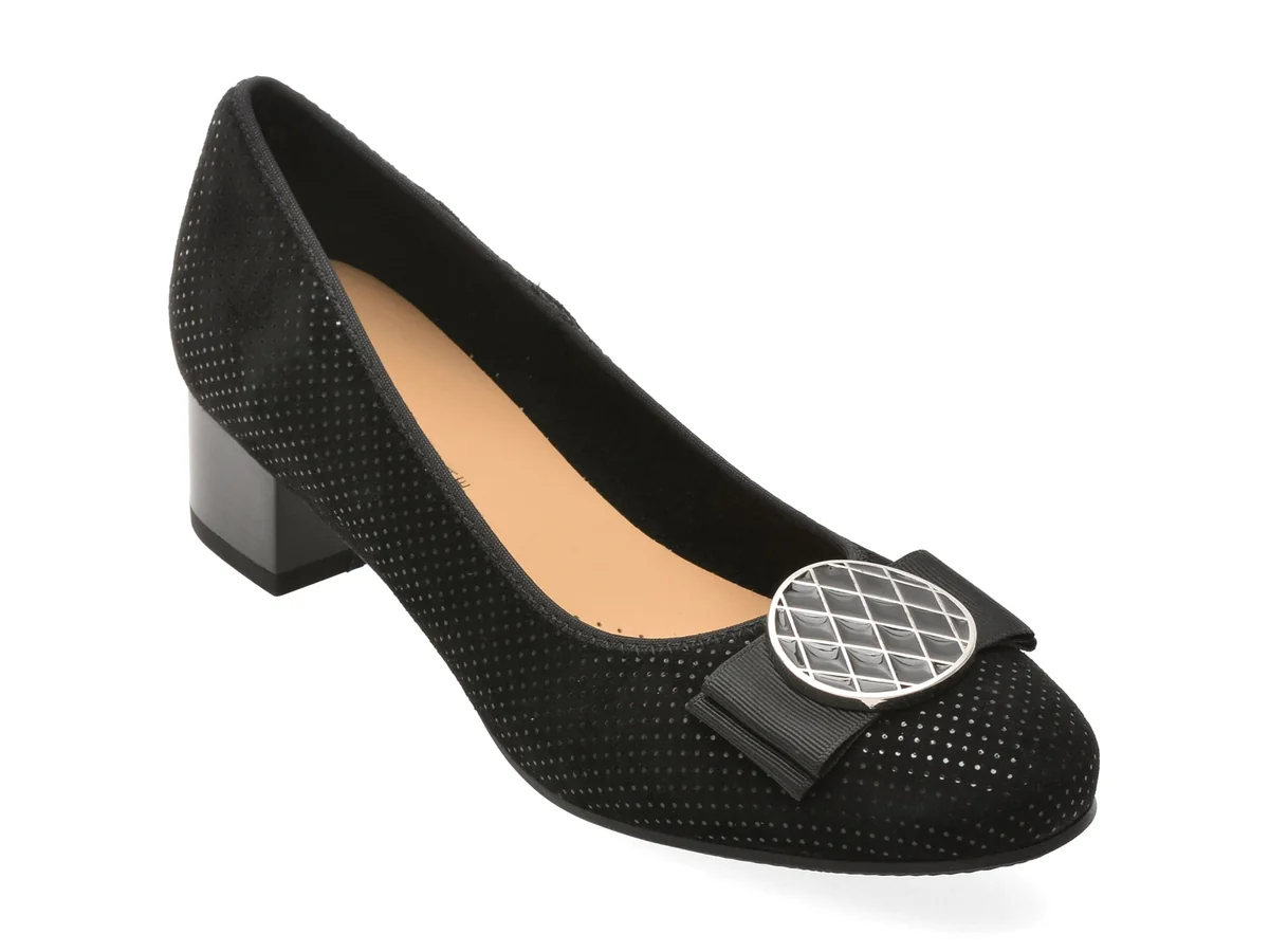 Pantofi Karisma Negri, JI60016, Din Piele Întoarsă