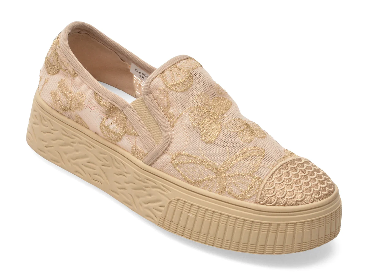 Pantofi Sport Pass Collection Aurii, Xa60003, Din Material Textil