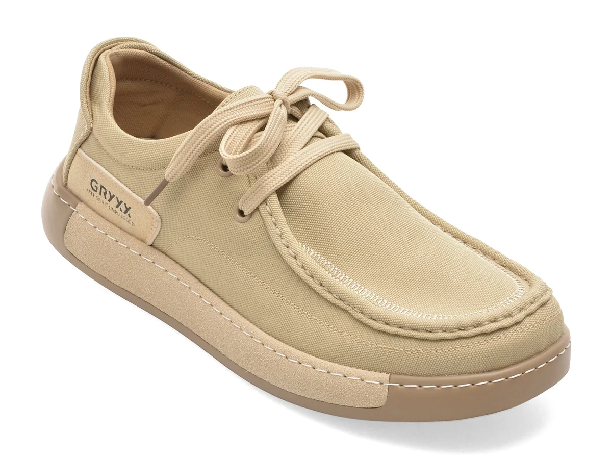 Mocasini Gryxx Bej, 93662, Din Material Textil