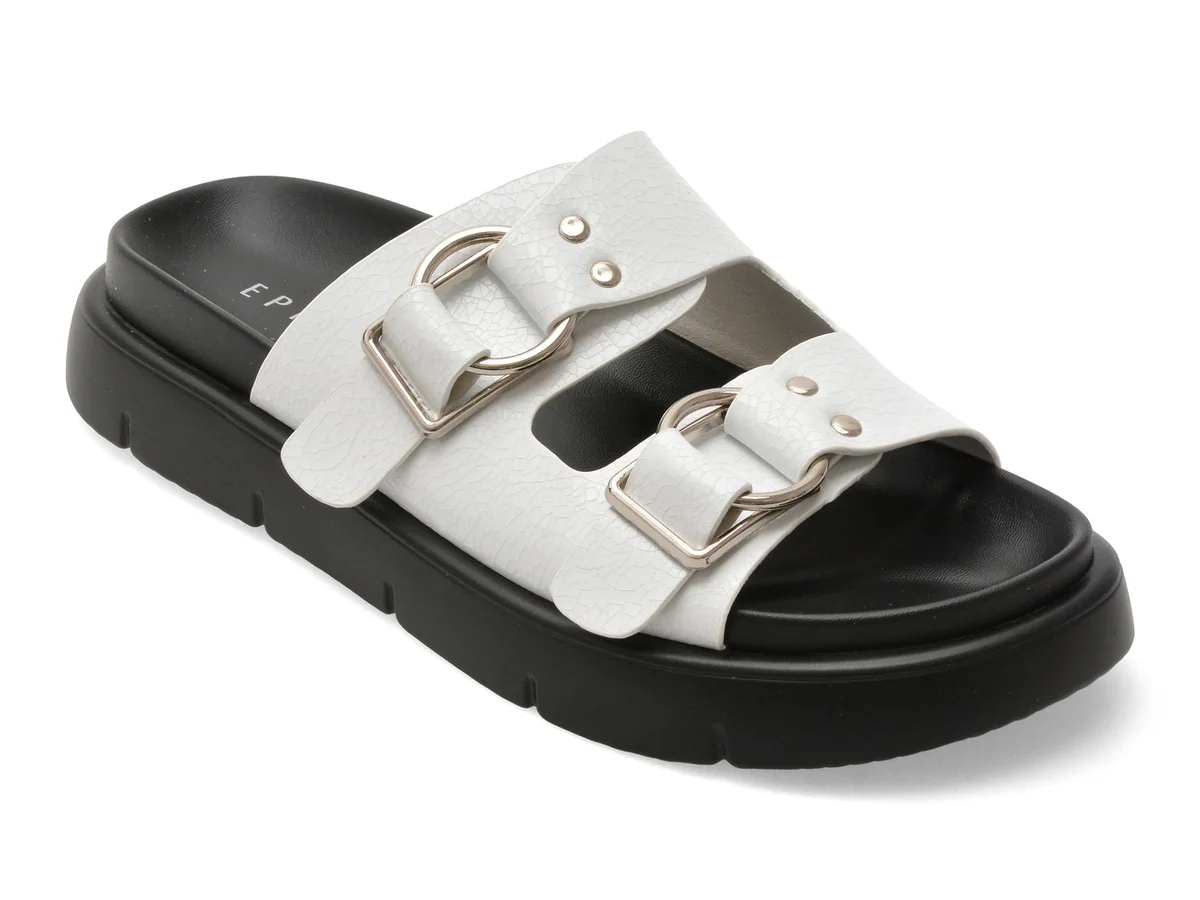 Papuci Epica Albi, WC60009, Din Piele Naturala