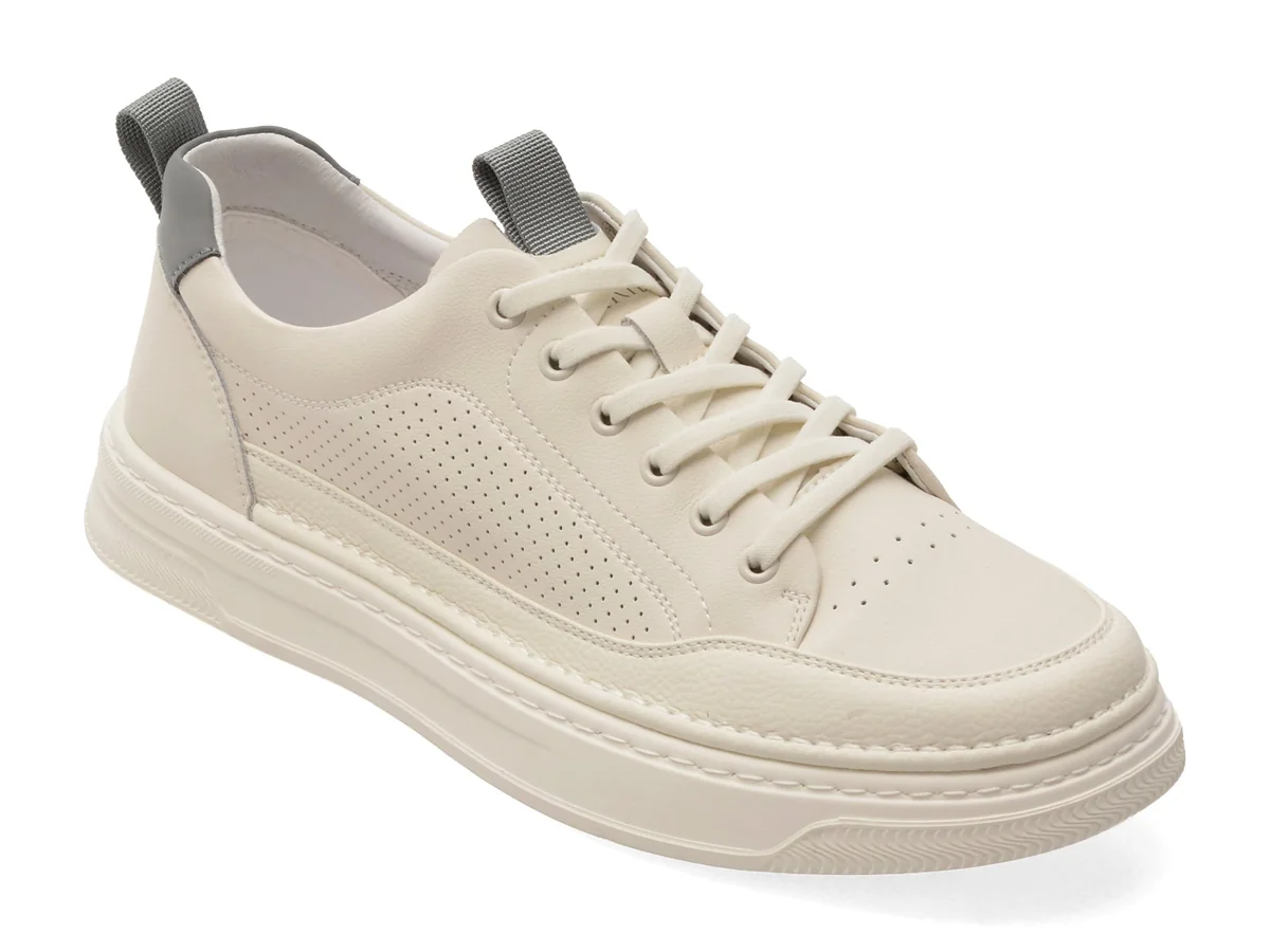 Pantofi Sport Caribu Albi, V260006, Din Piele Naturală