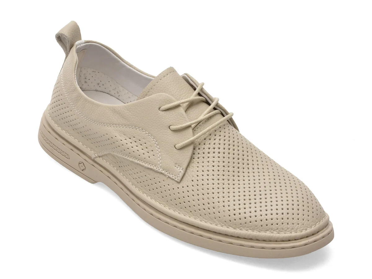 Pantofi Otter Bej, CJ60003, Din Piele Naturala