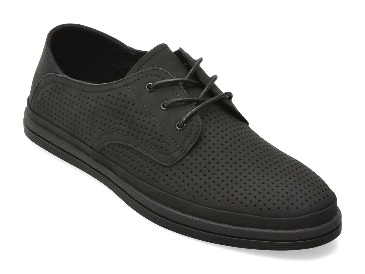 Pantofi Otter Negri J260014 Din Piele Naturală