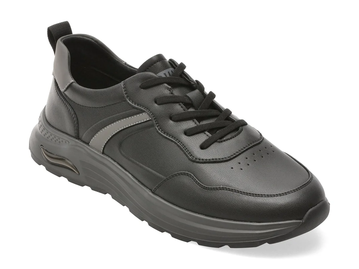 Pantofi Sport Otter Negri V260001 Din Piele Naturala