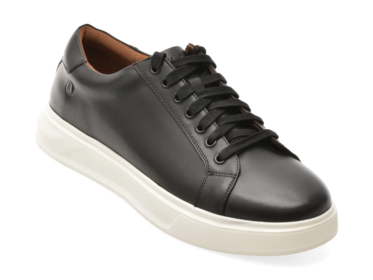 Pantofi Sport Clarks Negri, Goswell Tie, Din Piele Naturala