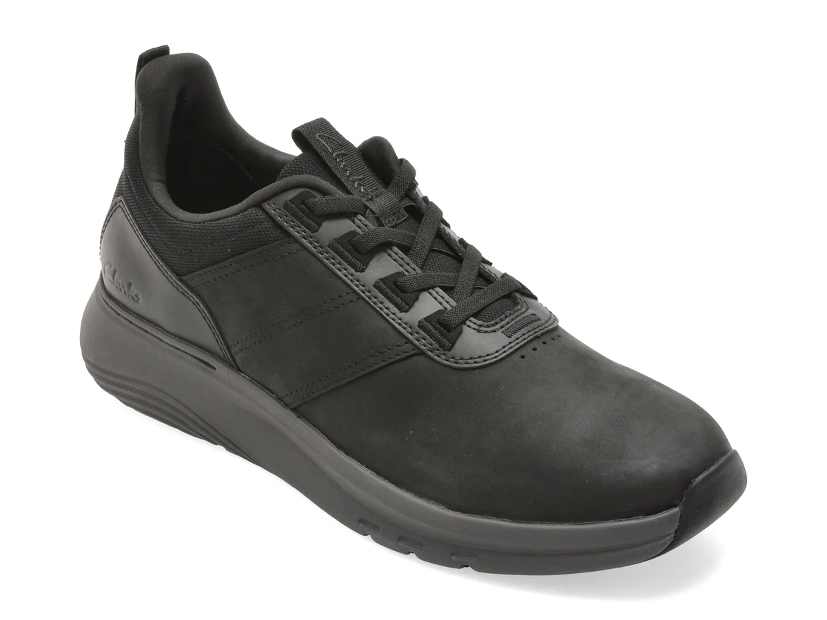 Pantofi Sport Clarks Negri, Motion Trek Lx, Din Piele Naturala