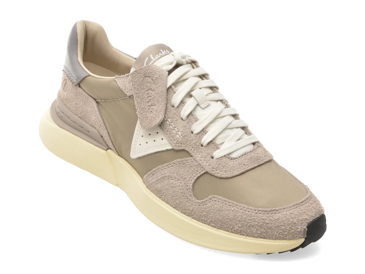 Pantofi Sport Clarks Gri, Craft Wick Lace, Din Material Textil Și Piele Naturală