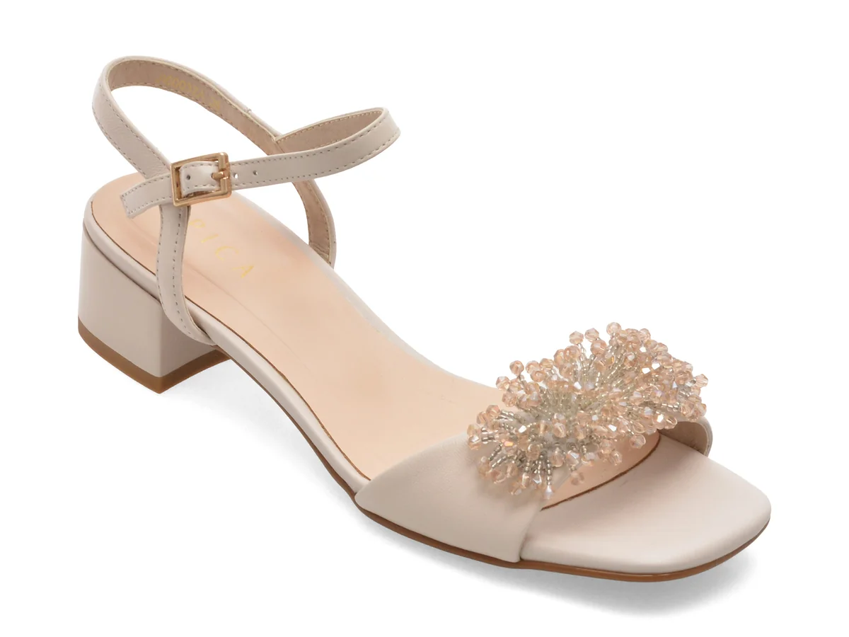 Sandale Epica Bej, JI60037, Din Piele Naturala