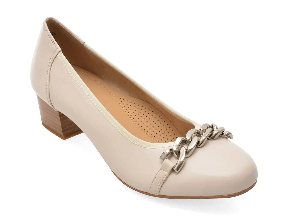 Pantofi Eleganti Karisma Bej, JI60009, Din Piele Naturala