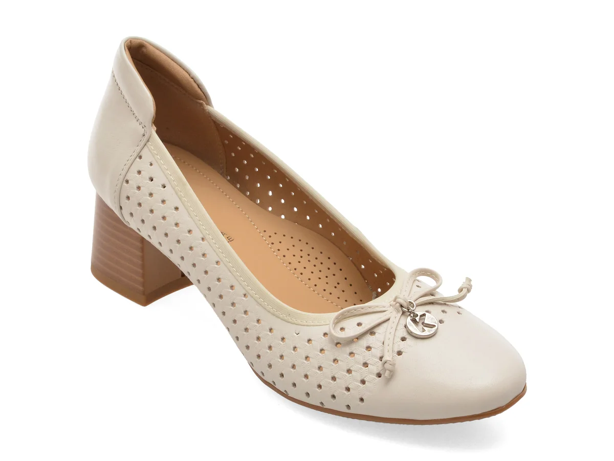 Pantofi Elegenți Karisma Bej, JI60013, Din Piele Naturală