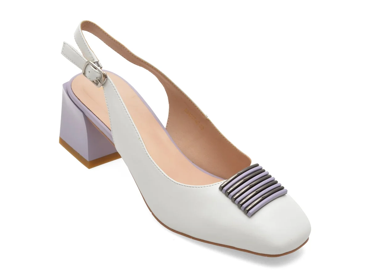 Pantofi Eleganți Epica Albi, K340054, Din Piele Naturală
