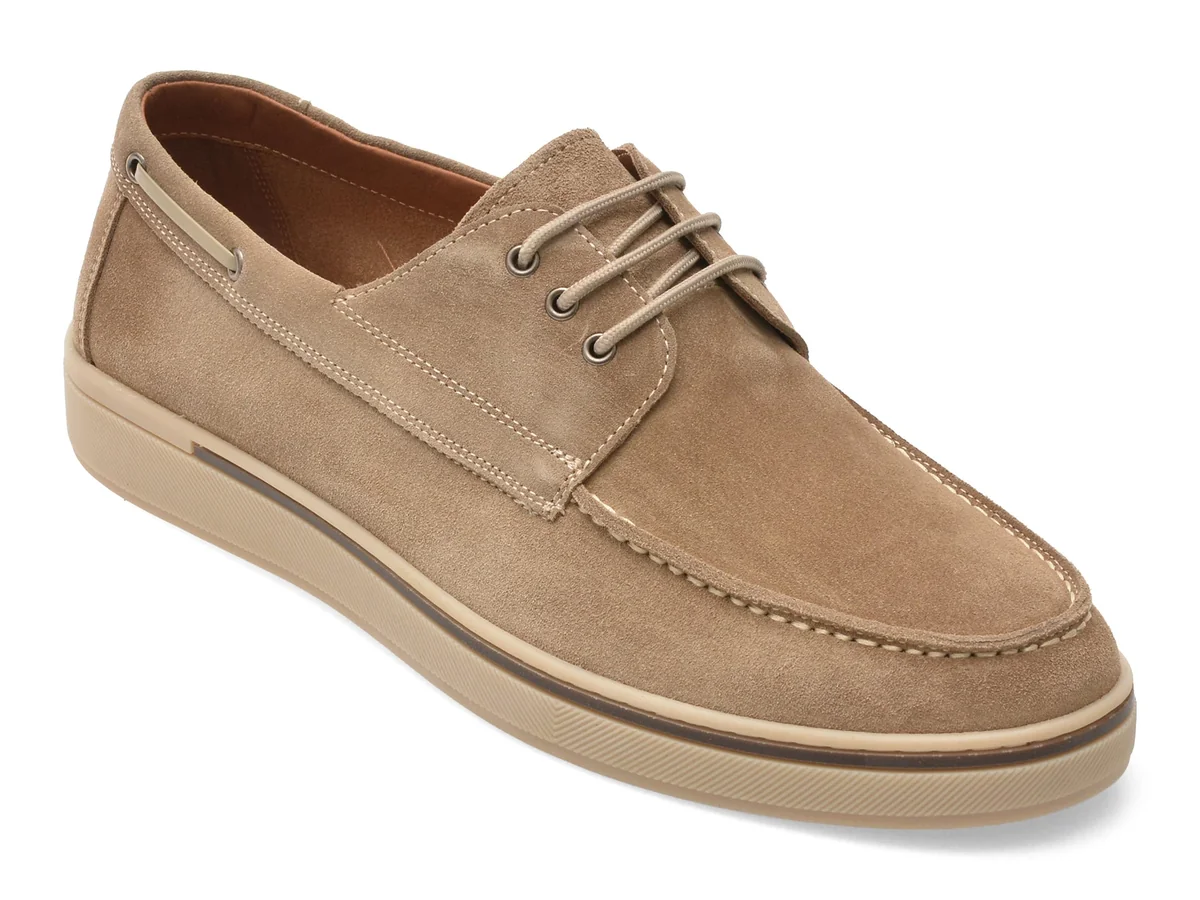 Mocasini Caribu Gri, 2197710, Din Piele Întoarsă