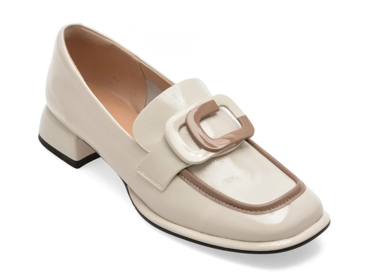 Mocasini Epica Bej, 14960D, Din Piele Naturala Lacuita