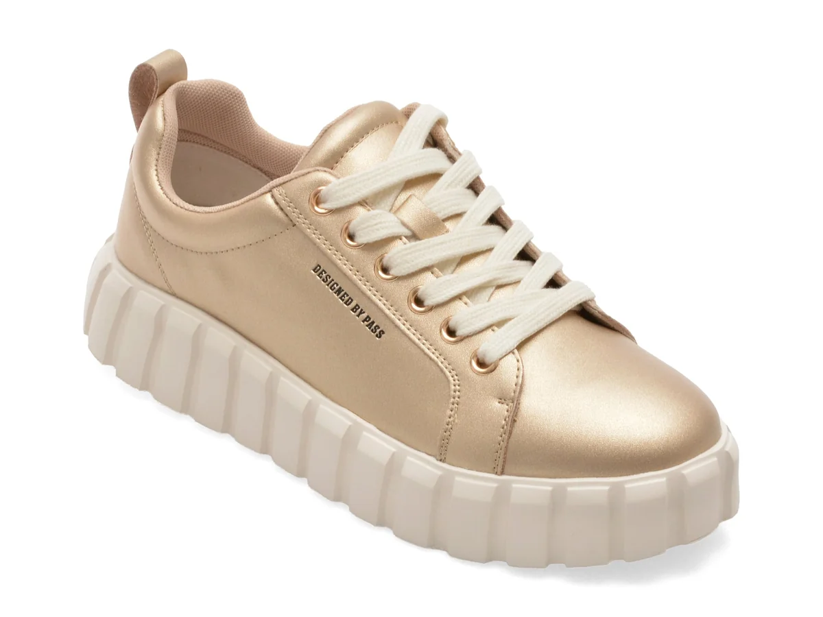 Pantofi Sport Pass Collection Aurii, M960007, Din Piele Naturala