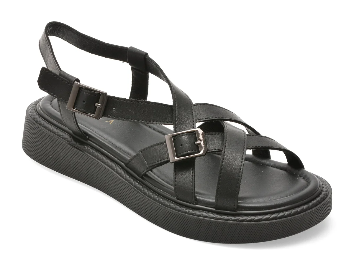 Sandale Epica Negre, WC60005, Din Piele Naturala