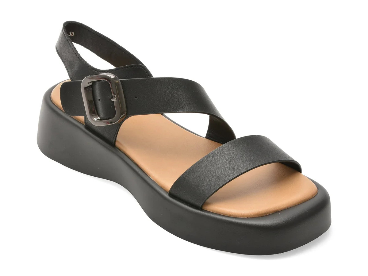 Sandale Epica Negre WC60006, Din Piele Naturală