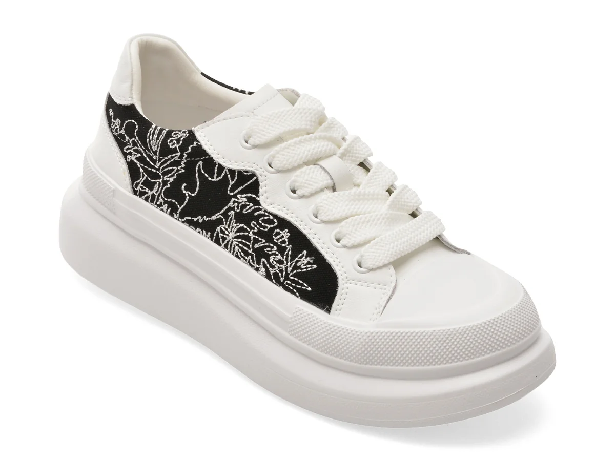 Pantofi Sport Pass Collection Alb-Negru, SL60008, Din Material Textil