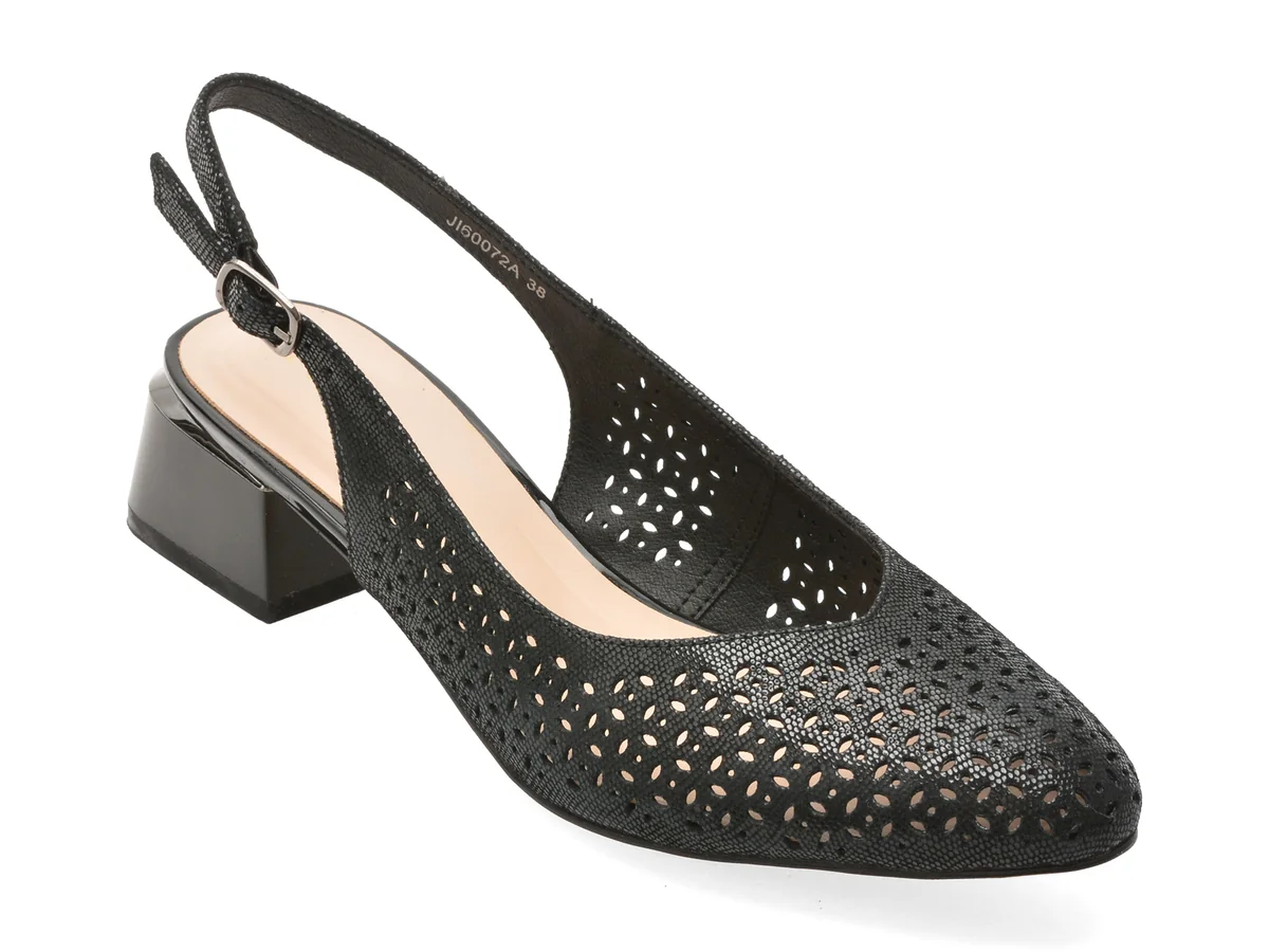 Pantofi Epica Negri JI60072 Din Piele Intoarsa
