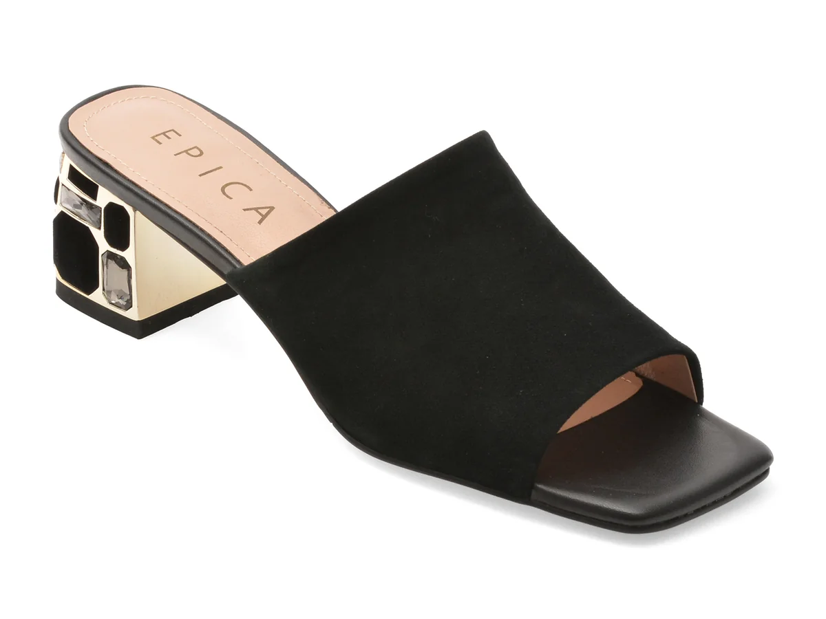 Papuci Epica Negri, 5042962, Din Piele Intoarsa