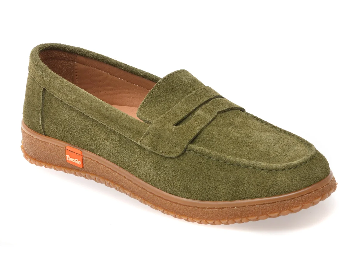 Mocasini Gryxx Kaki, TG1899, Din Piele Întoarsă