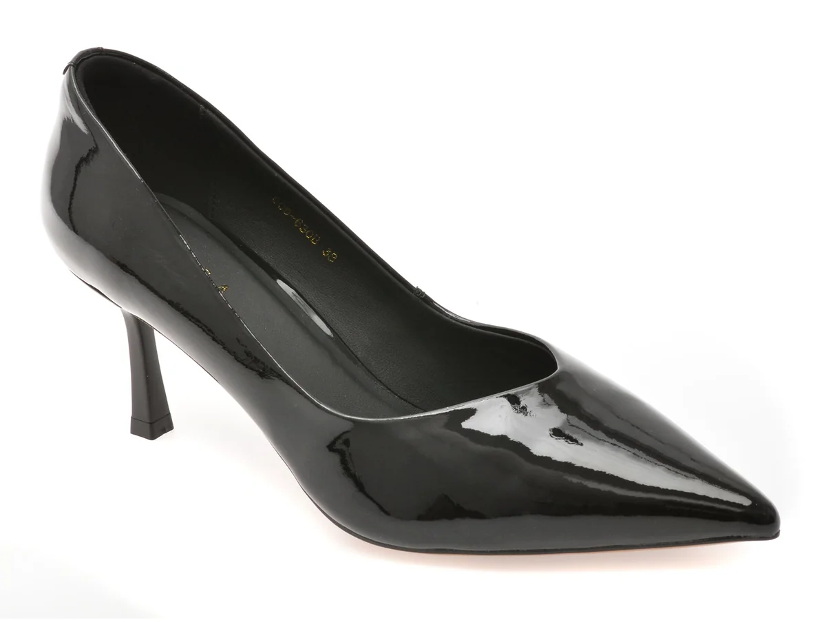 Pantofi Eleganți Epica Negri G09630, Din Piele Naturală Lăcuită